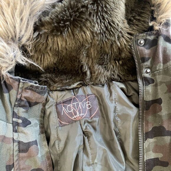 ACTIV8 Women's Hooded Parka Coat Faux Fur Lined Camo Size S - Picture 3 of 3